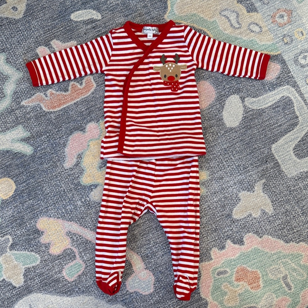 Magnolia Baby Red and White Striped Pajamas